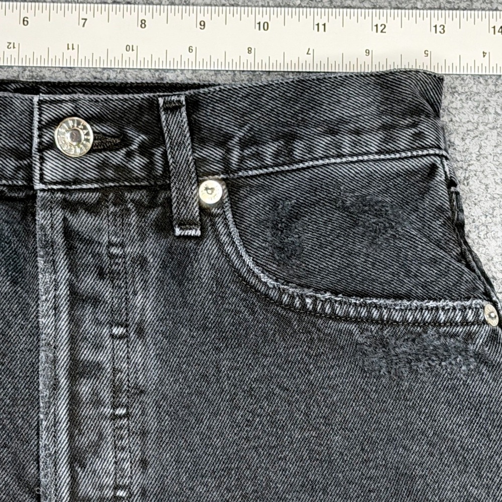 AGOLDE Quinn Denim Mini Skirt 25 / 0 Black Distressed Raw Hem High Rise - Picture 6 of 6